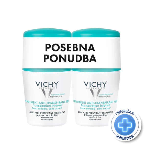 Vichy Deo, deodorant z antiperspirantom za uravnavanje potenja 48h, (2 x 50 ml)