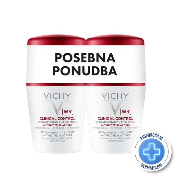 Vichy Deo Clinical Control 96h antranspirant proti neprijetnemu vonju, (2 x 50 ml)
