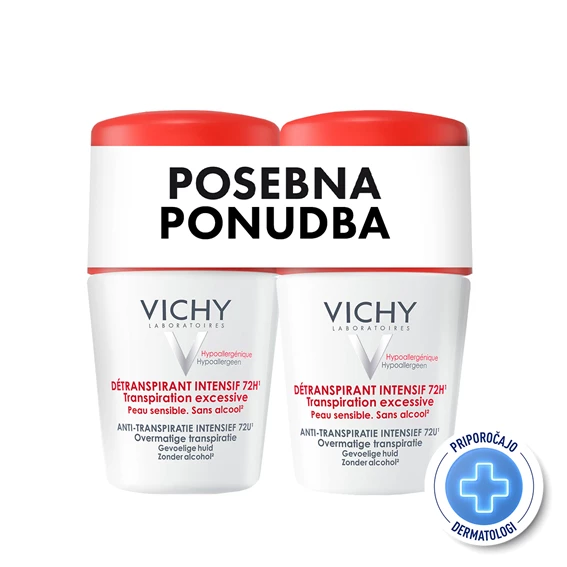 Vichy Deo Stress Resist, 72-urni tretma proti potenju, roll-on ,(2 x 50 ml)
