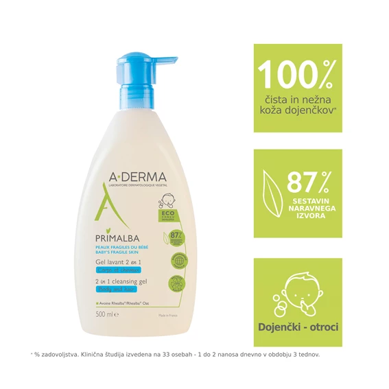  A-Derma Primalba gel za umivanje telesa in las, 500 ml
