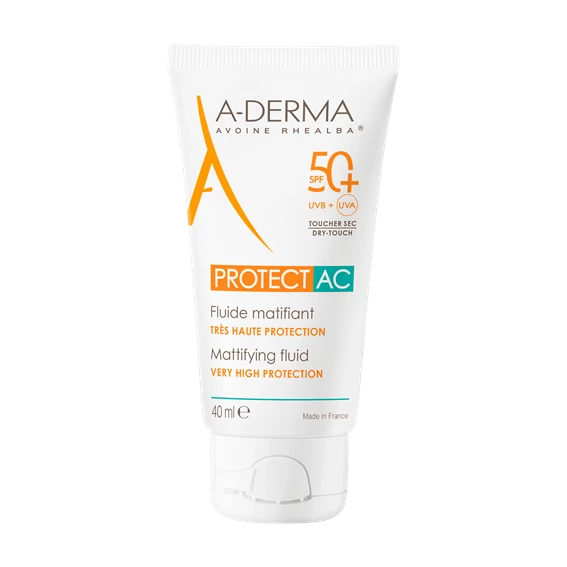 A-Derma Protect AC matirajoči fluid za zaščito pred soncem ZF50+, 40 ml