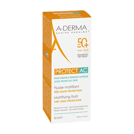 A-Derma Protect AC matirajoči fluid za zaščito pred soncem ZF50+, 40 ml