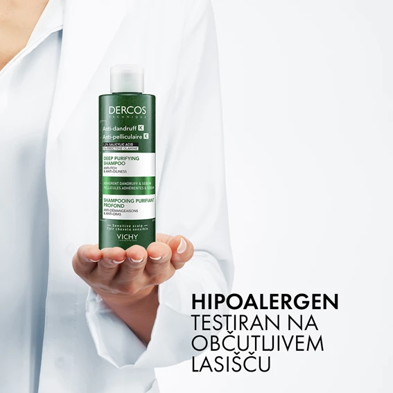 Vichy Dercos Anti dandruff K, šampon proti lepljivemu prhljaju in sebumu, 250 ml