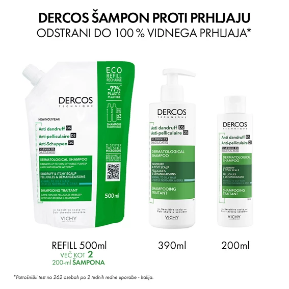Vichy Dercos Šampon proti prhljaju za normalne in mastne lase, 200 ml