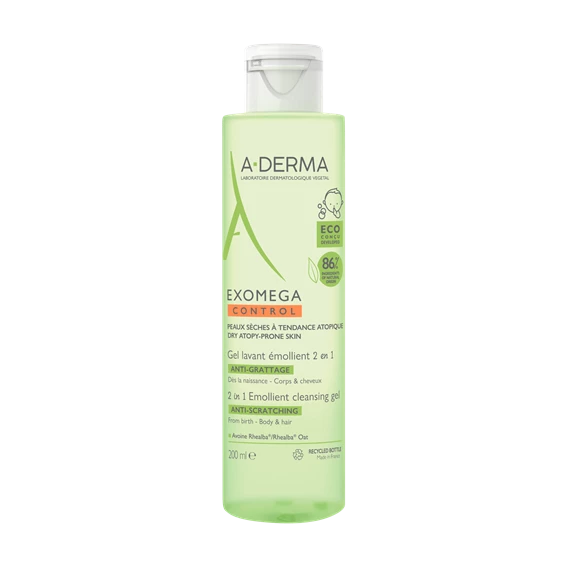 A-Derma Exomega Control emolientni čistilni gel 2v1, 200 ml