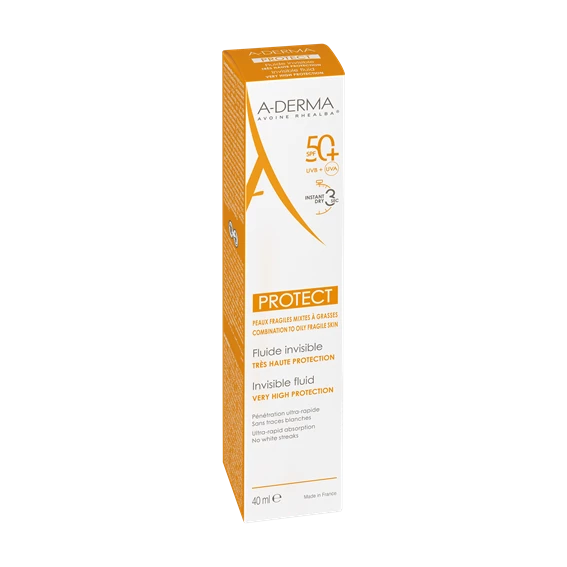 A-Derma Protect nevidni fluid za zaščito pred soncem ZF50+, 40 ml