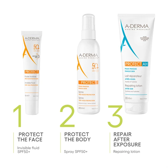 A-Derma Protect nevidni fluid za zaščito pred soncem ZF50+, 40 ml