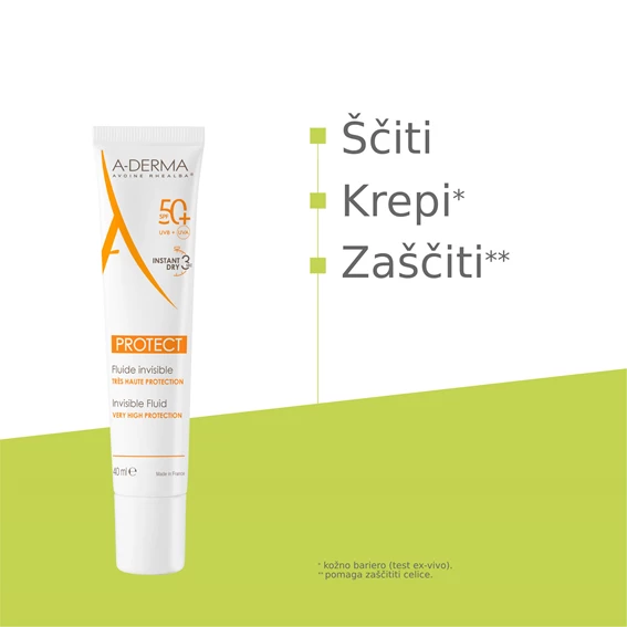 A-Derma Protect nevidni fluid za zaščito pred soncem ZF50+, 40 ml
