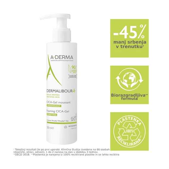 A-Derma Dermalibour+ peneči Cica-gel, 200 ml