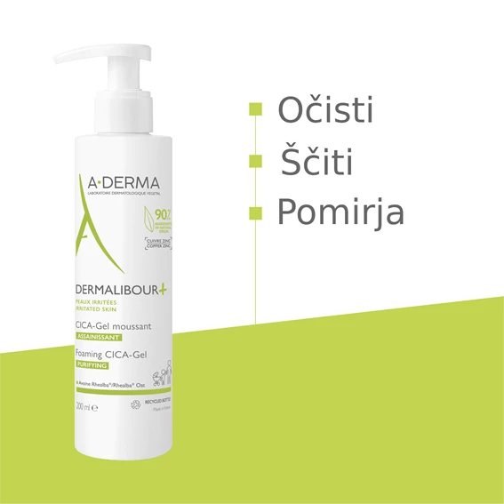 A-Derma Dermalibour+ peneči Cica-gel, 200 ml