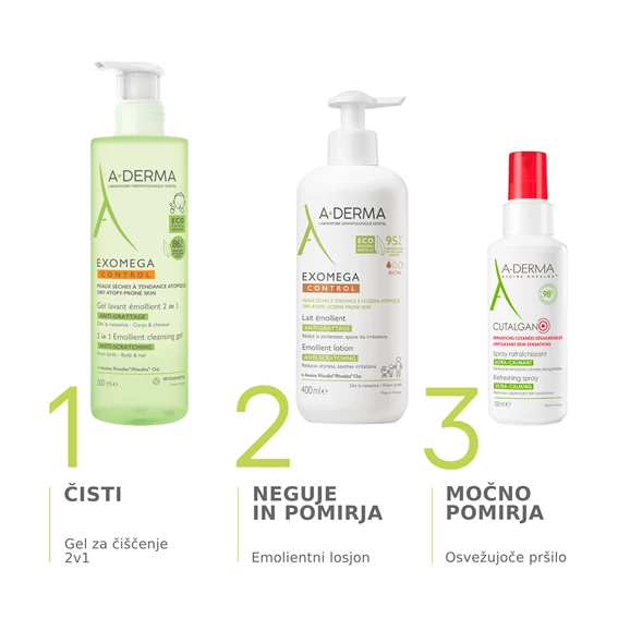 A-Derma Exomega Control emolientni čistilni gel 2v1, 500 ml