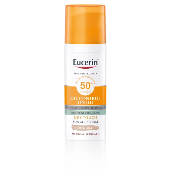 Eucerin Sun Oil Control, obarvan kremni gel za zaščito obraza odtenek Medium - ZF 50+, 50 ml