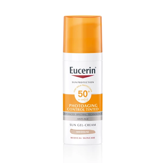 Eucerin Sun Photoaging Control obarvan kremni gel za zaščito obraza pred soncem ZF 50+ v odtenku Medium, 50 ml