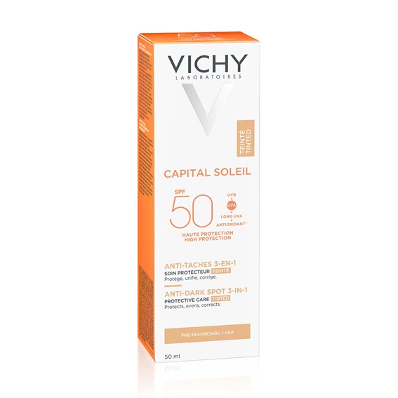  Vichy Capital Soleil Obarvana zaščitna krema 3 v 1 ZF 50+ proti temnim lisam, 50 ml