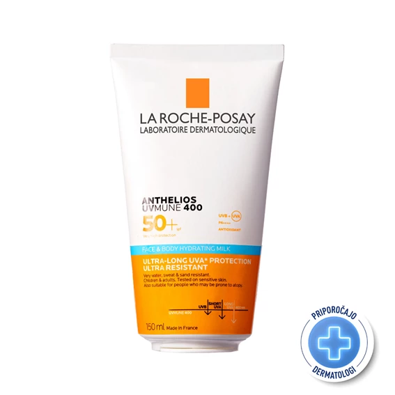 LRP Anthelios UVMUNE 400 vlažilno mleko za obraz in telo ZF50+, 150 ml