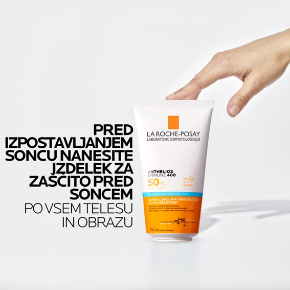 LRP Anthelios UVMUNE 400 vlažilno mleko za obraz in telo ZF50+, 150 ml