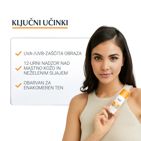 Eucerin Sun Oil Control, obarvan kremni gel za zaščito obraza odtenek Light - ZF 50+, 50 ml