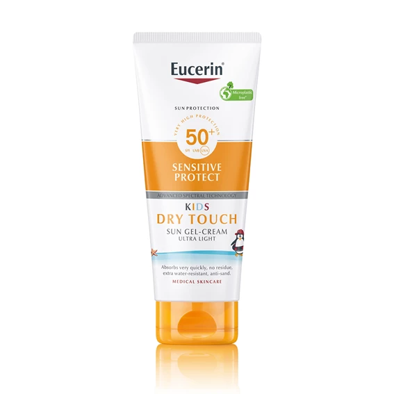 Eucerin Sun KIDS Sensitive Protect Dry Touch kremni gel za zaščito otroške kože pred soncem ZF 50+, 200 ml