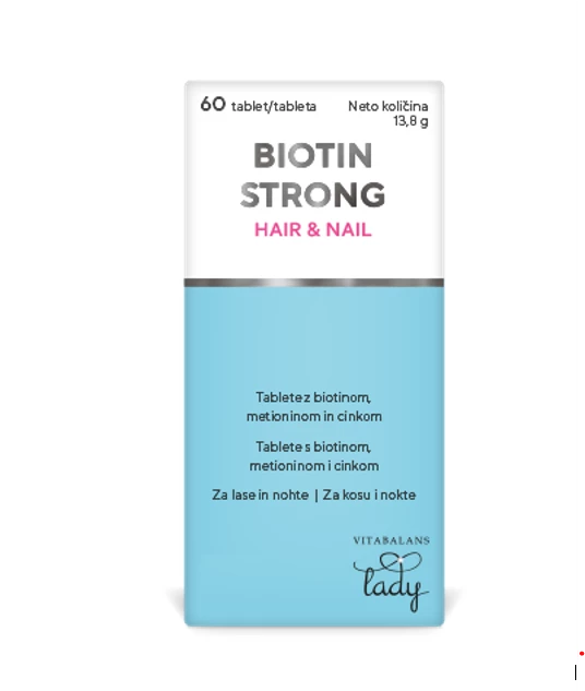 Biotin Strong Vitabalans Lady, tablete za lase in nohte, 60 tablet