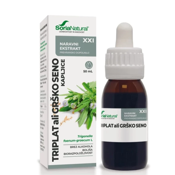 Soria Natural Triplat - Grško seno brezalkoholne kapljice XXI, 50 ml