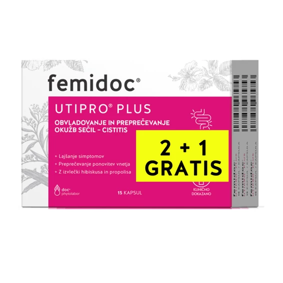 Femidoc Utipro Plus, 15 kapsul, 2+1 GRATIS
