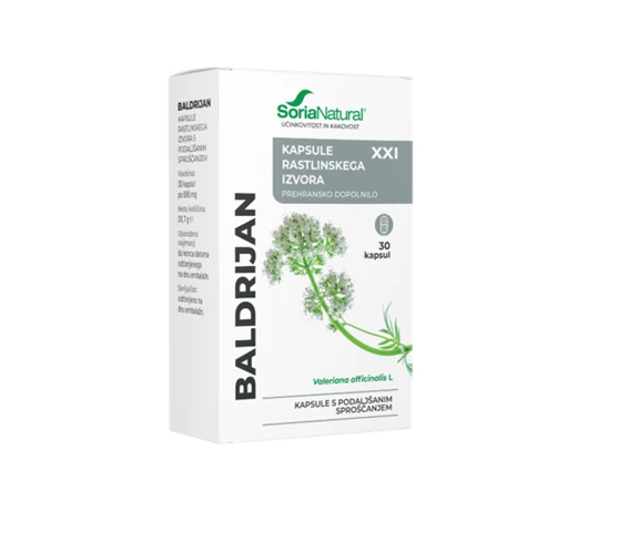 Soria Natural Baldrijan XXI kapsule s podaljšanim sproščanjem, 30 kapsul