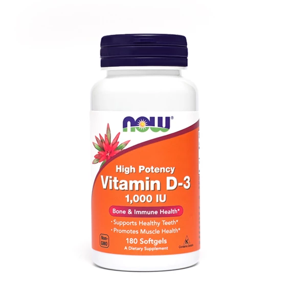 NOW Vitamin D3 1000 IE, 180 mehkih kapsul