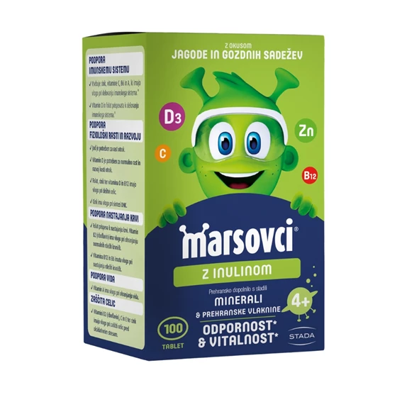 Marsovci žvečljive tablete z inulinom.4+ MIX, 100 žvečljivih tablet