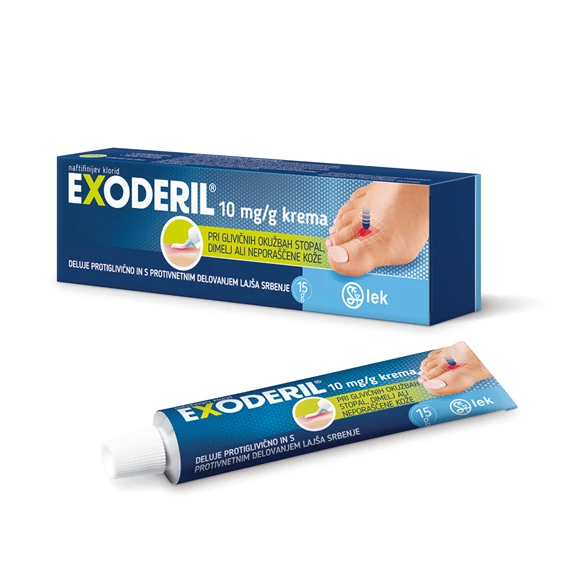 Exoderil 10 mg/g krema, škatla s tubo s 15g kreme