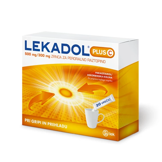 Lekadol PLUS C 500 mg/300 mg zrnca za peroralno raztopino, 20 vrečic