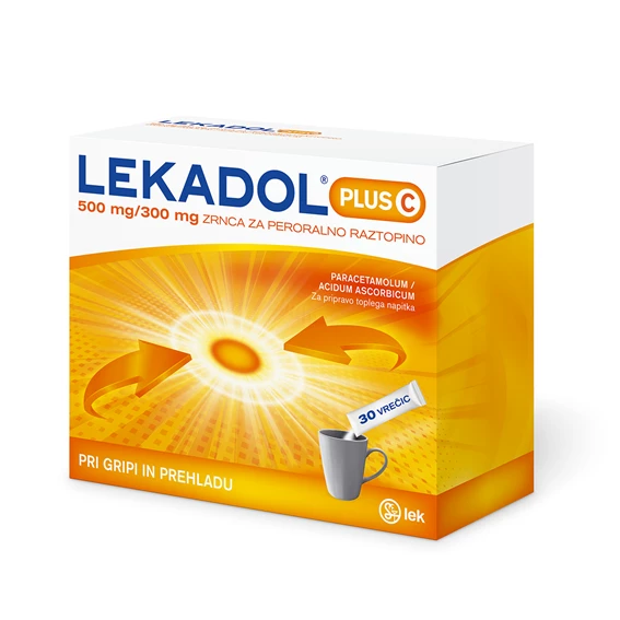 Lekadol PLUS C 500 mg/300 mg zrnca za peroralno raztopino, 30 vrečic