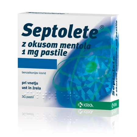 Septolete z okusom mentola, 30 pastil