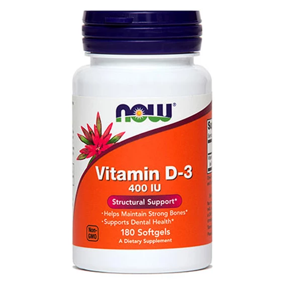NOW Vitamin D3 400 IE, 180 kapsul