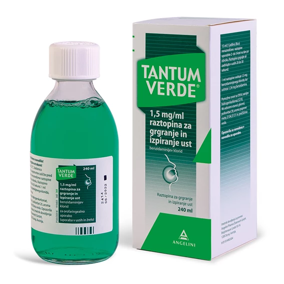 Tantum Verde 1,5 mg/ml raztopina za grgranje in izpiranje ust, 240 ml