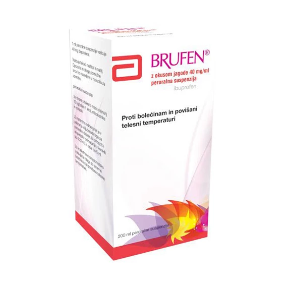 Brufen z okusom jagode 40 mg/ml, peroralna suspenzija, 200 ml