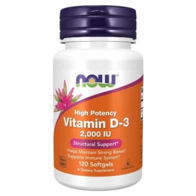 NOW Vitamin D3 2000 IE, 120 mehkih kapsul