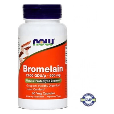 NOW Bromelain 500 mg, 60 kapsul