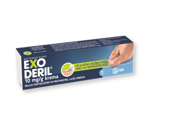 Exoderil 10 mg/g krema, škatla s tubo s 15g kreme