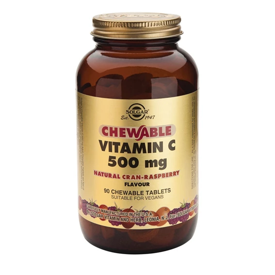  Solgar Vitamin C 500 mg žvečljive tablete brusnica in malina, 90 tablet