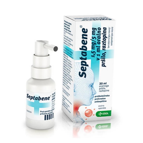 Septabene 1,5 mg/5 mg v 1 ml, oralno pršilo, 30 ml