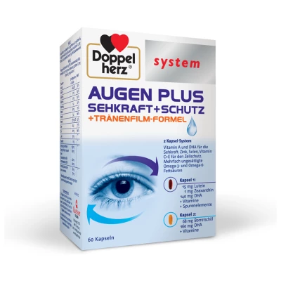 Doppelherz System AUGEN PLUS MOČ VIDA + ZAŠČITA, 60 kapsul
