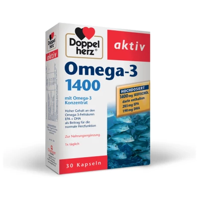 Doppelherz Aktiv Omega-3 1400 mg s koncentratom Omega-3, 30 kapsul