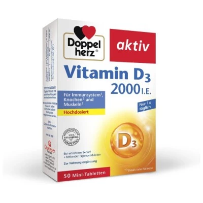 Doppelherz Aktiv Vitamin D 2.000 I.E. Extra mini tablete, 50 tablet