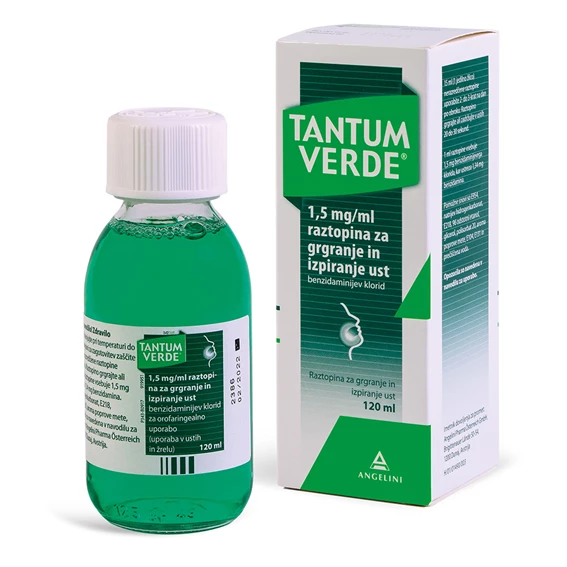 Tantum Verde 1,5 mg/ml raztopina za grgranje in izpiranje ust, 120 ml