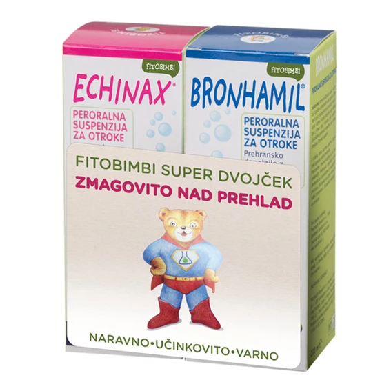 Fitobimbi Super dvojček: Echinax in Bronhamil peroralni suspenziji, 2 x 200 ml