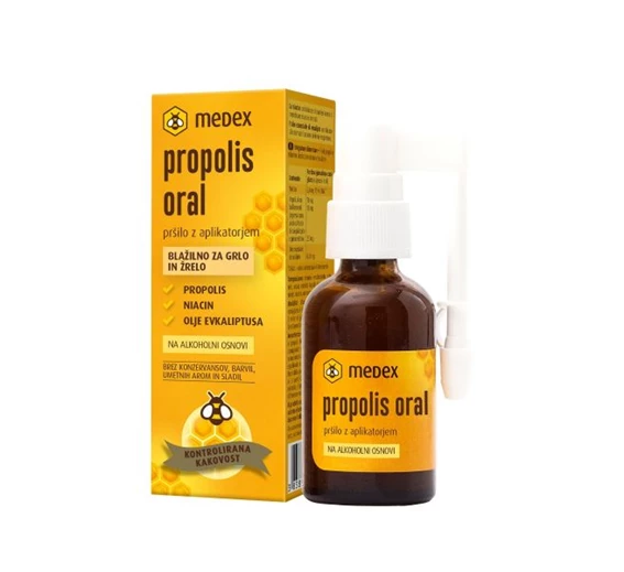 Propolis oral na alkoholni osnovi, pršilo z aplikatorjem Medex, 30 ml