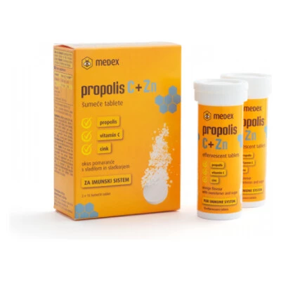 Propolis C + Zn šumeče tablete Medex, 20 šumečih tablet