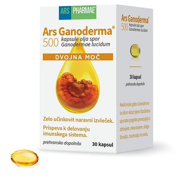 Ars Ganoderma 500 Dvojna moč, 30 kapsul