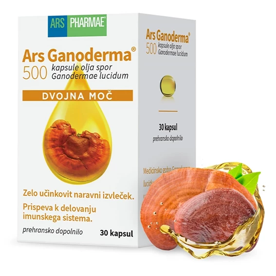Ars Ganoderma 500 Dvojna moč, 30 kapsul