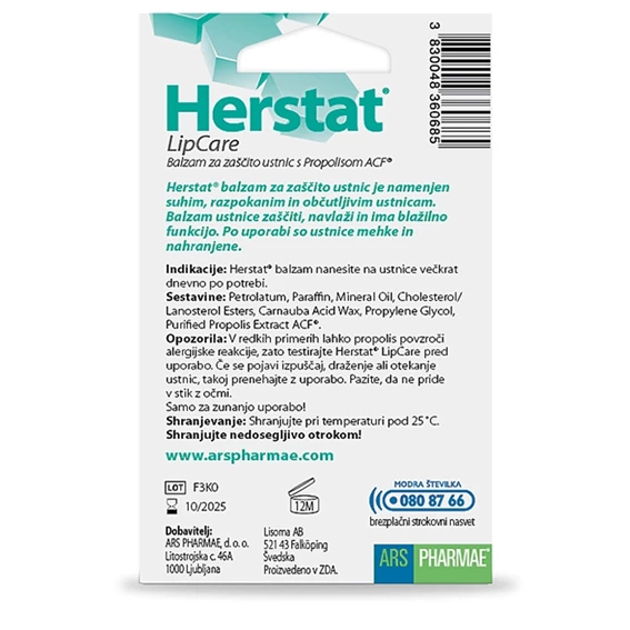 Herstat LipCare balzam za zaščito ustnic, 3 g